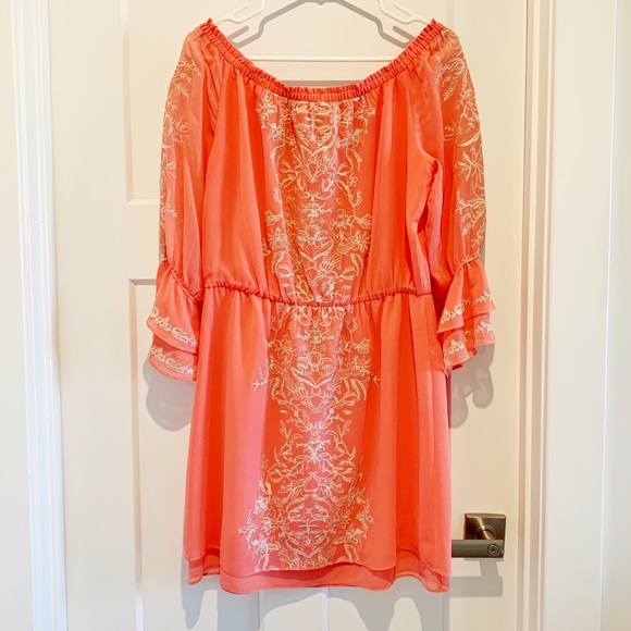 WHBM coral boho dress - Picture 3 of 8